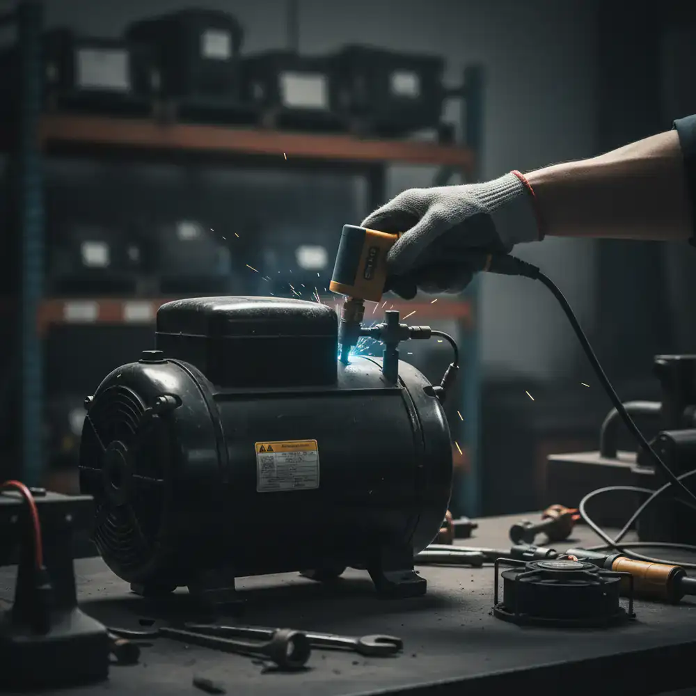Technische inspectie van een koelkast compressor